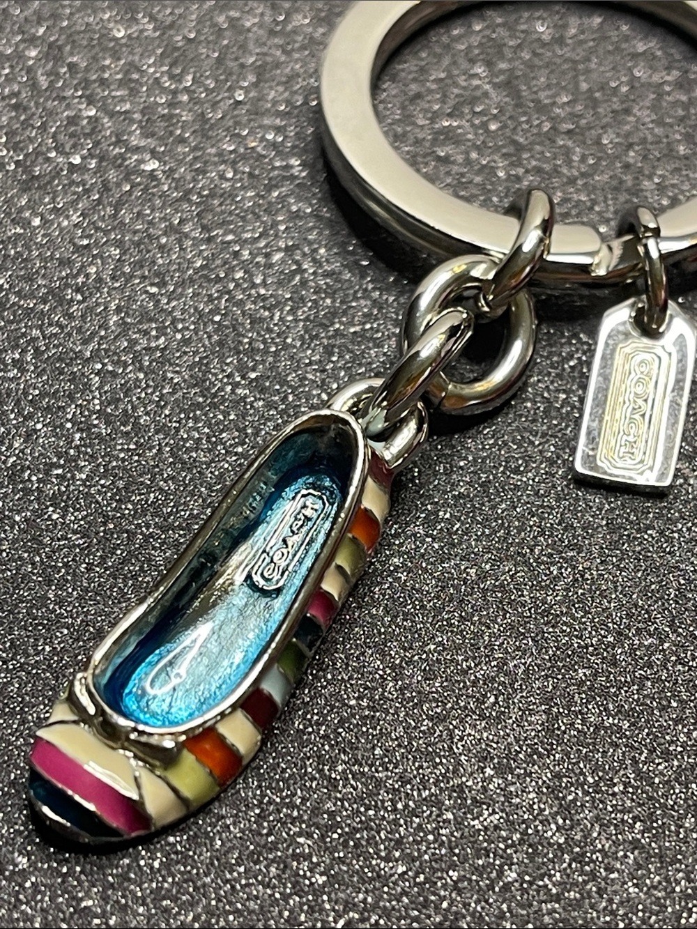 Coach Legacy Striped Enamel Ballet Flat Keychain and Coach Pen - Picture 2 of 8